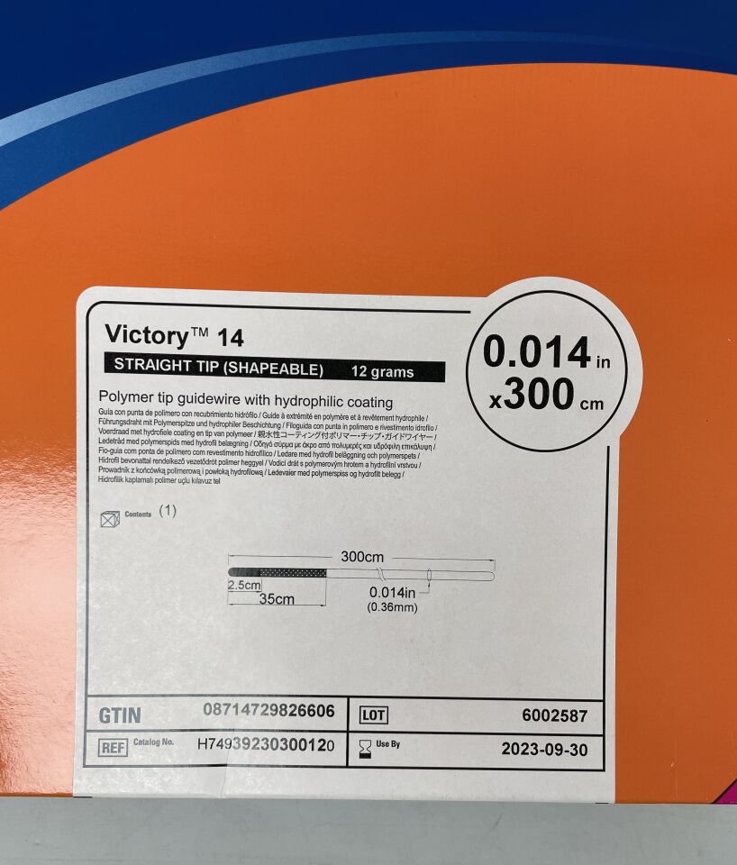 3923030012 - BOSTON SCIENTIFIC - Victory 14 Polymer tip guidewire, straight tip (shapeable), 0.014 inch x 300cm, 12 grams, () - ( Expiry Date: 2023-10-29 )