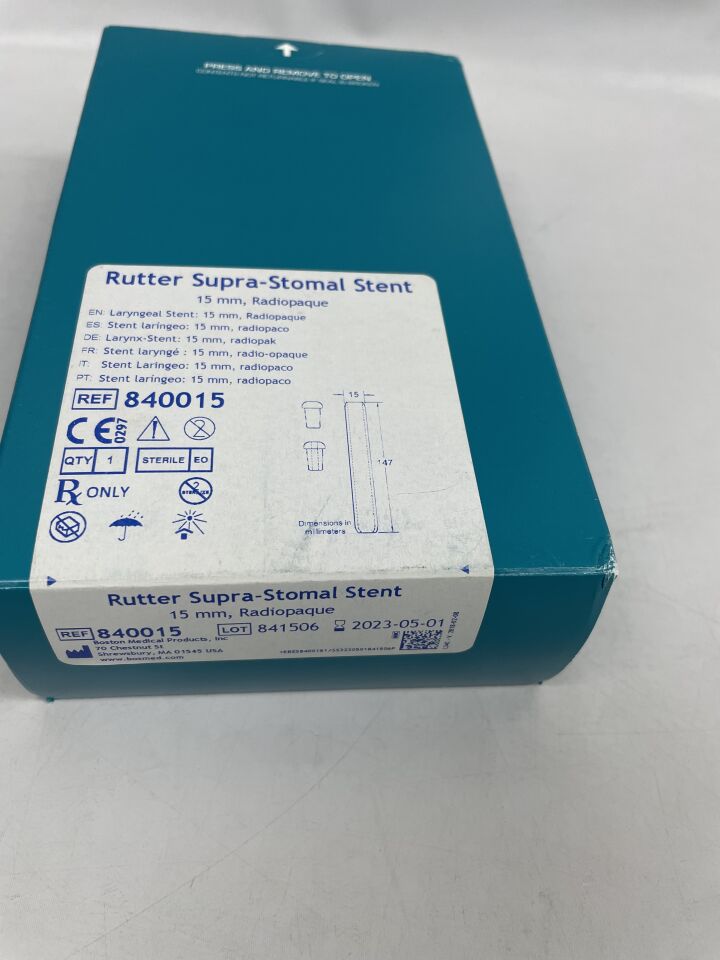840015 - BOSTON MEDICAL - Rutter Supra-Stomal Stent, Layrngeal Stent, 15mm, Radiopaque, (BX/1)