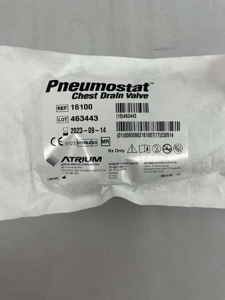 16100 - ATRIUM - Pneumostat Chest Drain Valve
, () - ( Expiry Date: 2023-09-14 )