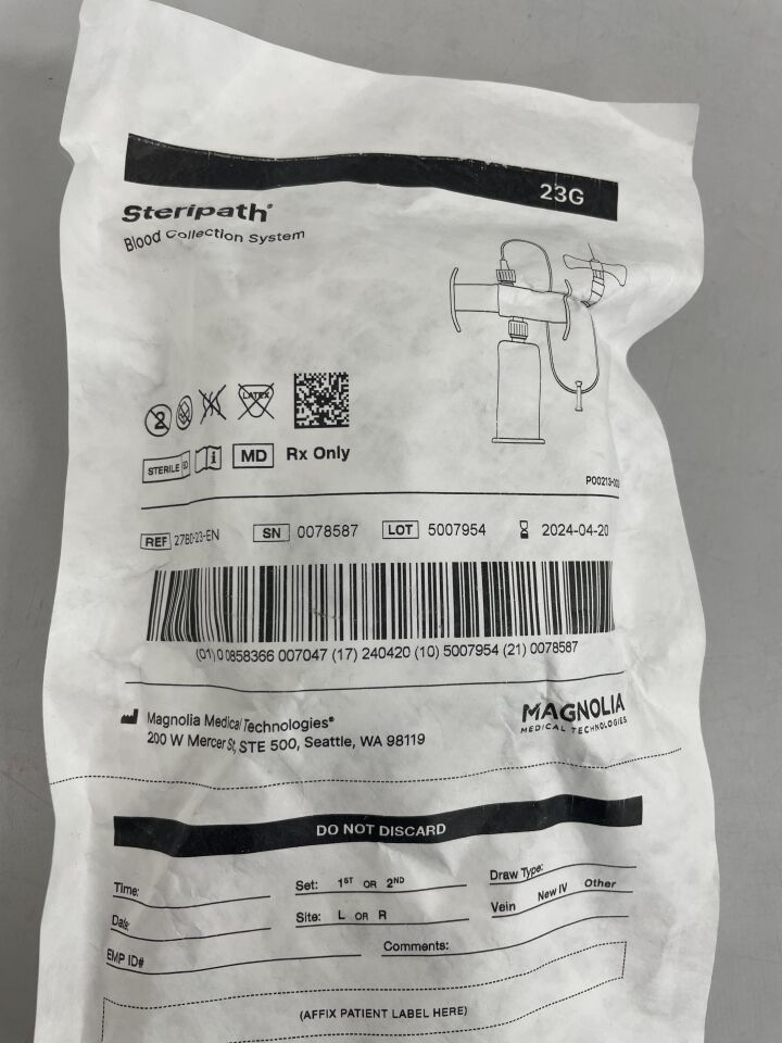 27BD-23-EN - MAGNOLIA - Steripath Blood Collection System, 23G, (EA)