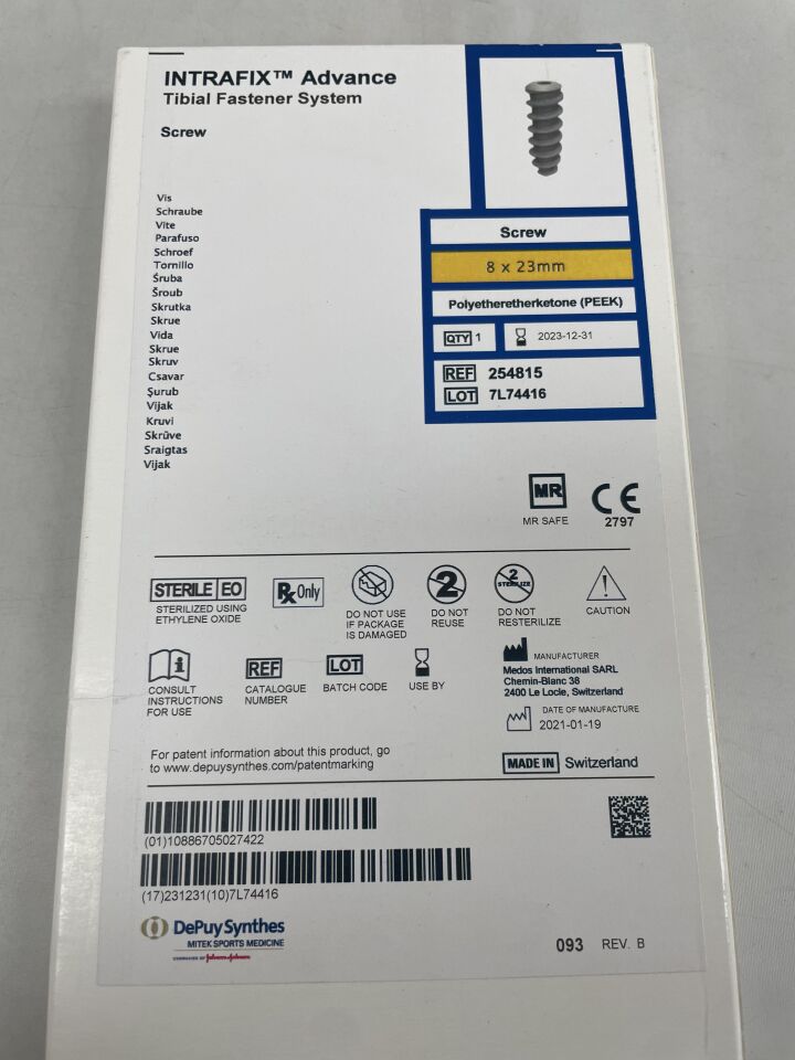 254815 - MEDOS - INTRAFIX Advance Tibial Fastener System Screw 8 x 23mm, (EA) - ( Expiry Date: 2023-12-31 )