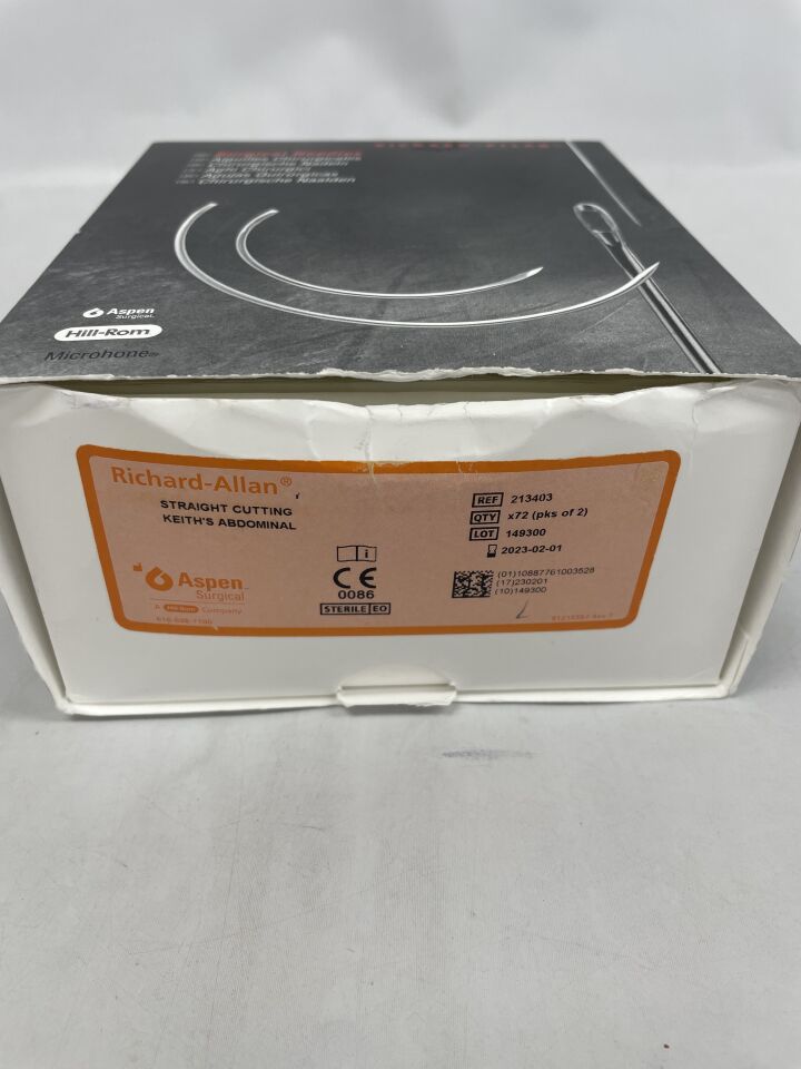 213403 - APEN SURGICAL - RICHARD-ALLAN NEEDLE, STRAIGHT CUTTING POINT, KEITH ABDOMINAL, 0.037" x 3.2", (BX/72) - ( Expiry Date: 2023-02-01 )