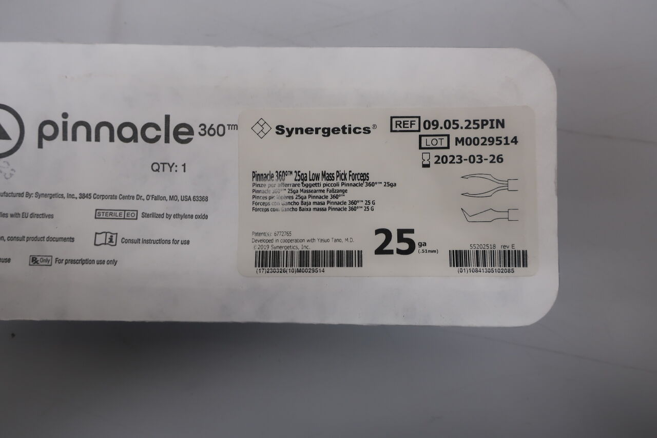 09.05.25PIN - SYNERGETICS - pinnacle 360 25ga low mass pick forceps, (EA) - ( Expiry Date: 2023-08-27 )