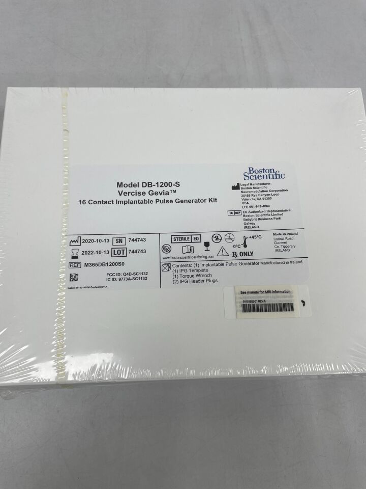 365DB1200S - BOSTON SCIENTIFIC - Vercise Gevia 16 Contact Impantable Pulse Generator Kit, (BX/1) - ( Expiry Date: 2022-10-13 )