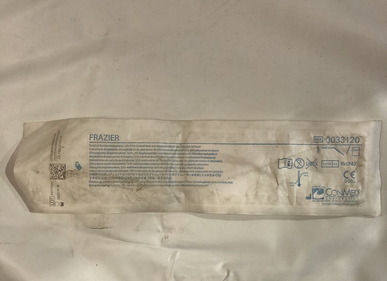 33120 - CONMED - Frazier Surgical Suction Instrument, 3Fr With Control Vent And Obturator, (EA) - ( Expiry Date: 2022-11-12 )