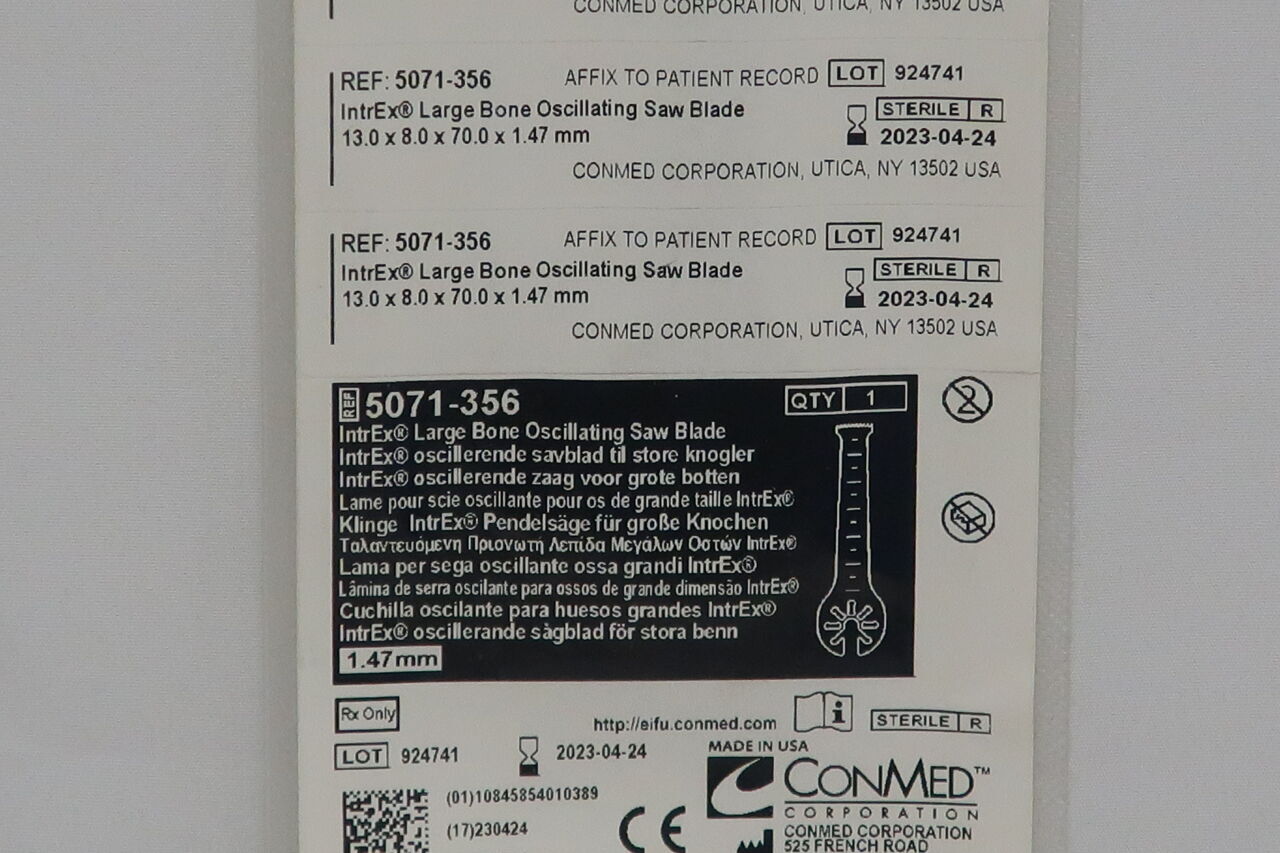 5071-356 - CONMED - intrex large bone oscillating saw blade 13.0 x 8.0 x 70.0 x 1.47mm, (EA) - ( Expiry Date: 2023-04-24 )