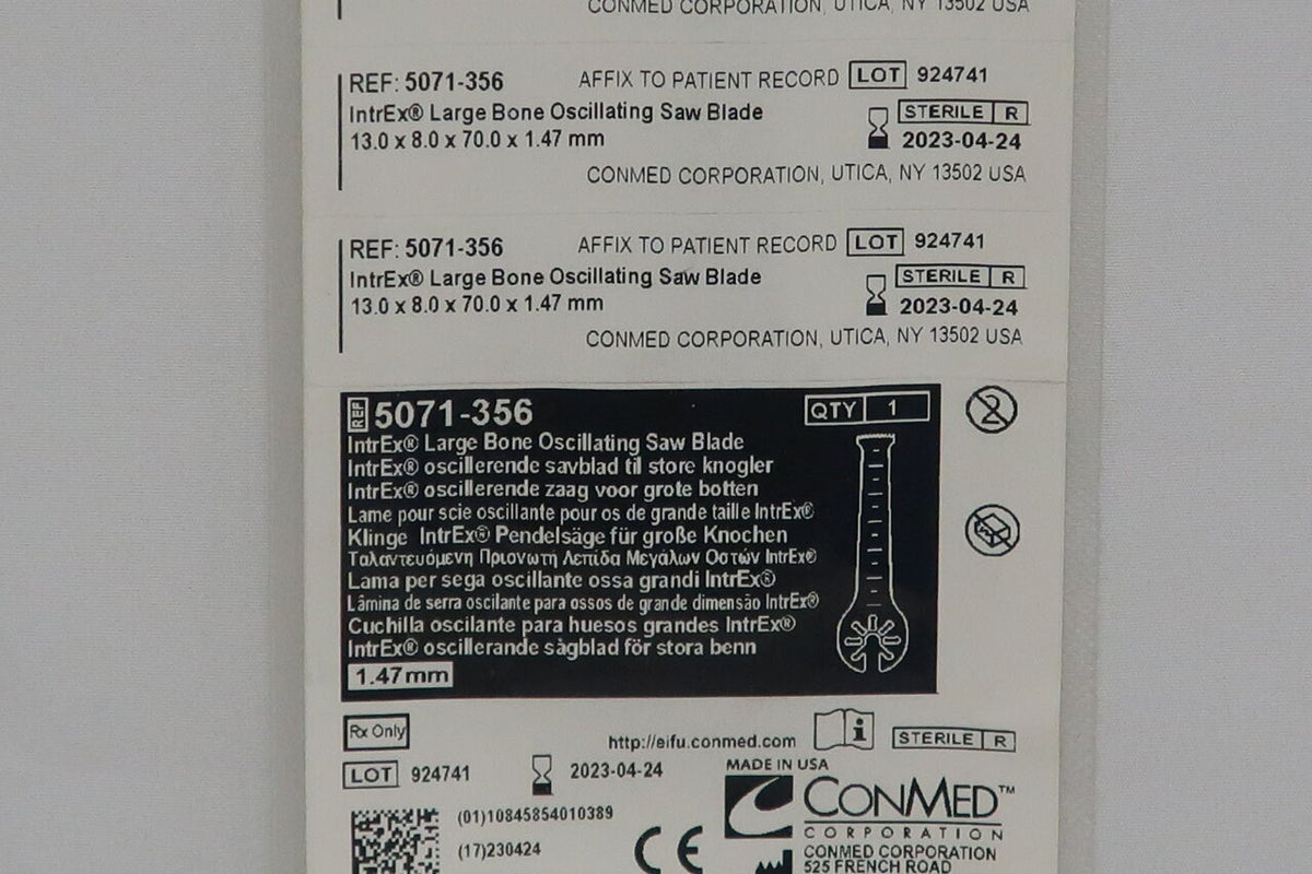 5071-356 - CONMED - intrex large bone oscillating saw blade 13.0 x 8.0 x 70.0 x 1.47mm, (EA)