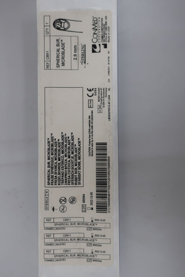 C9911 - CONMED - 2.9mm sterling spherical bur, microblade, (EA) - ( Expiry Date: 2022-11-13 )