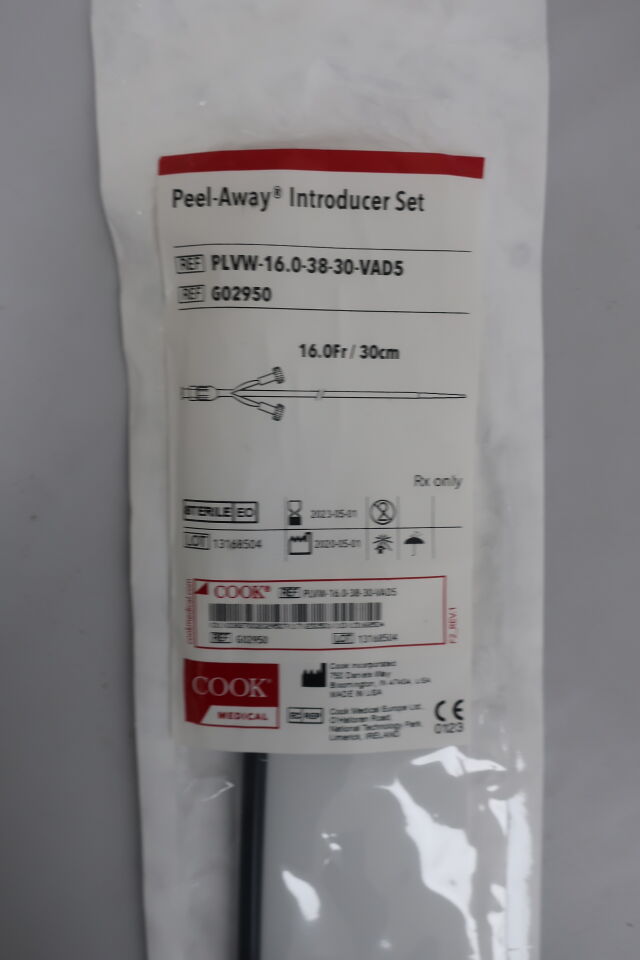 G02950 - COOK - Peel-Away Introducer Set, 16Fr x .038" x 30cm, (EA) - ( Expiry Date: 2023-10-29 )