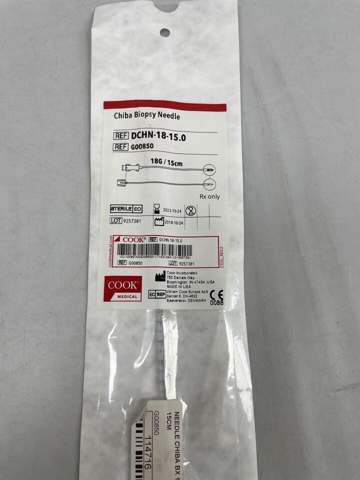G00850 - COOK - Chiba Biopsy Needle Body Aspiration Needle 18Gx15CM, () - ( Expiry Date: 2023-10-24 )