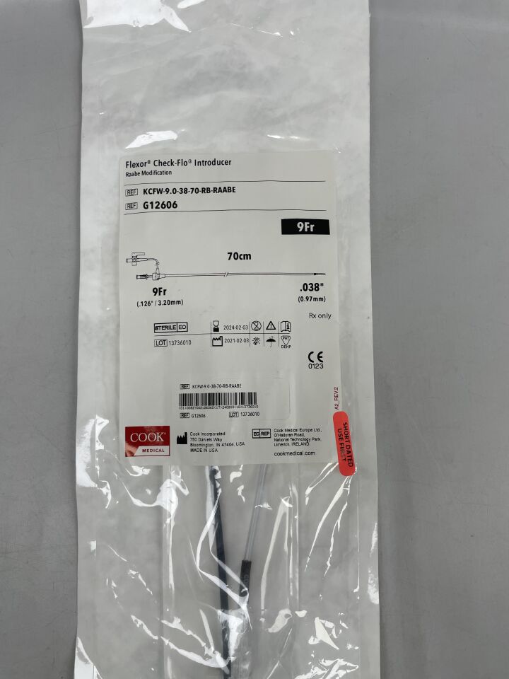 G12606 - COOK - Flexor Check-Flo Introducer Raabe Modification 9Fr 70cm, (EA) - ( Expiry Date: 2024-02-03 )