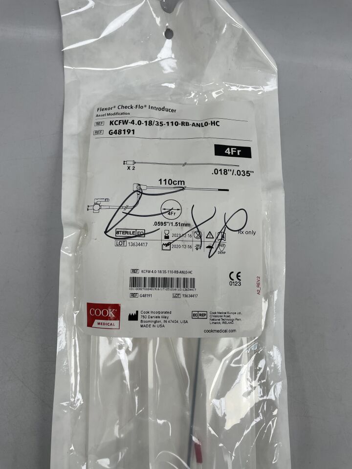 G48191 - COOK - flexor ansel guiding sheath w/check-flo valve, straight 4f x 110cm, (EA) - ( Expiry Date: 2023-12-16 )