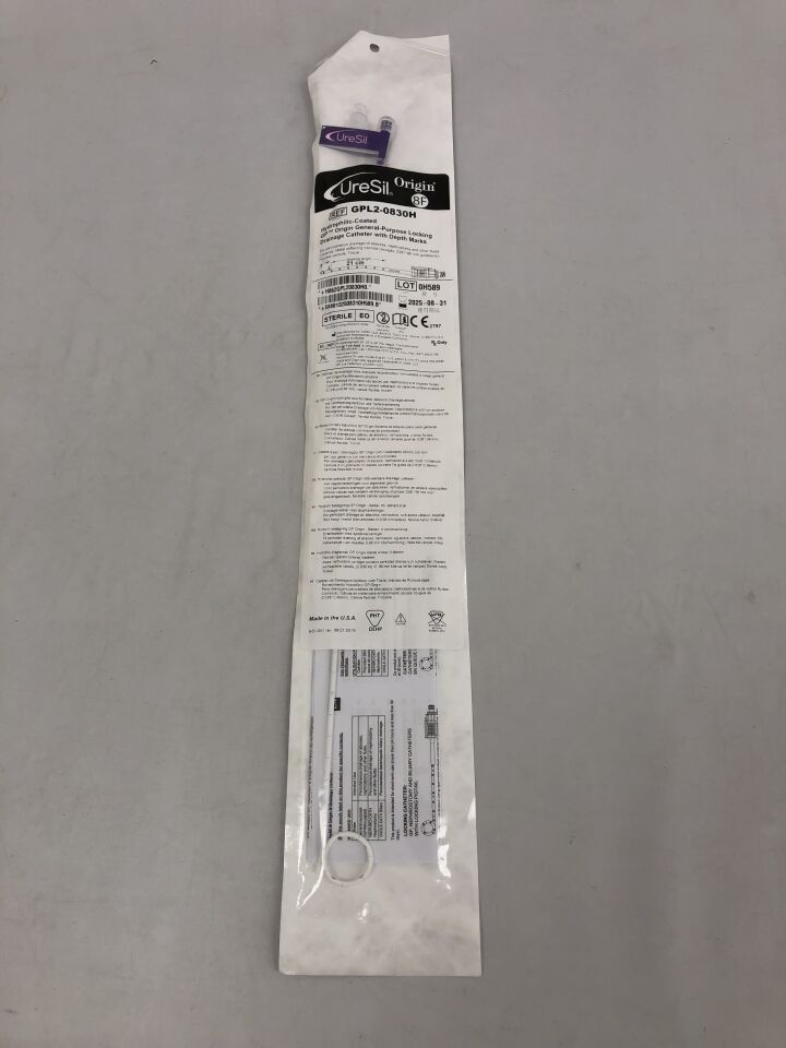 GPL2-0830H  -  URESIL  -  Hydrophilic Coated Origin General Purpose Locking Drainage Catheter with Depth Marks , ( EA )  -  ( Expiry Date : 2025-08-31 )