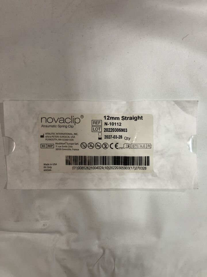 N-10112  -  VITALITEC  -  Novaclip Atraumatic Spring Clip, 12mm , ( EA )  -  ( Expiry Date : 2027-03-28 )