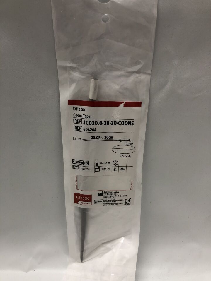 G04264 - COOK - Disposable Coons Taper Dilator, 20 Fr Size, 20 cm Length, (EA) - ( Expiry Date: 2024-06-15 )