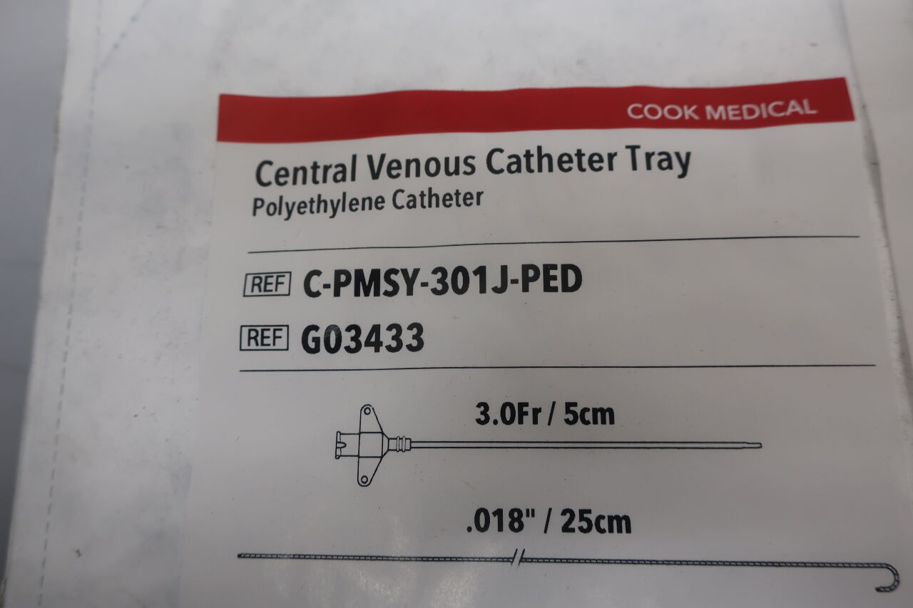 G03433 - COOK - Pressure Monitoring Central Venous Catheter Tray, 3 Fr Size, 20G x 5 Catheter Length, (EA) - ( Expiry Date: 2024-01-12 )