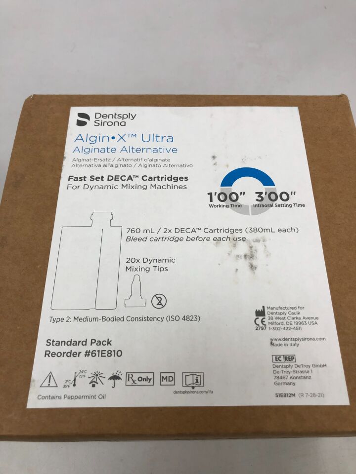 61E810 - DENTSPLY - Fast set deca cartriges for dynamic mixing machines, 760ml , (bx/20) - ( Expiry Date: 2023-03-29 )