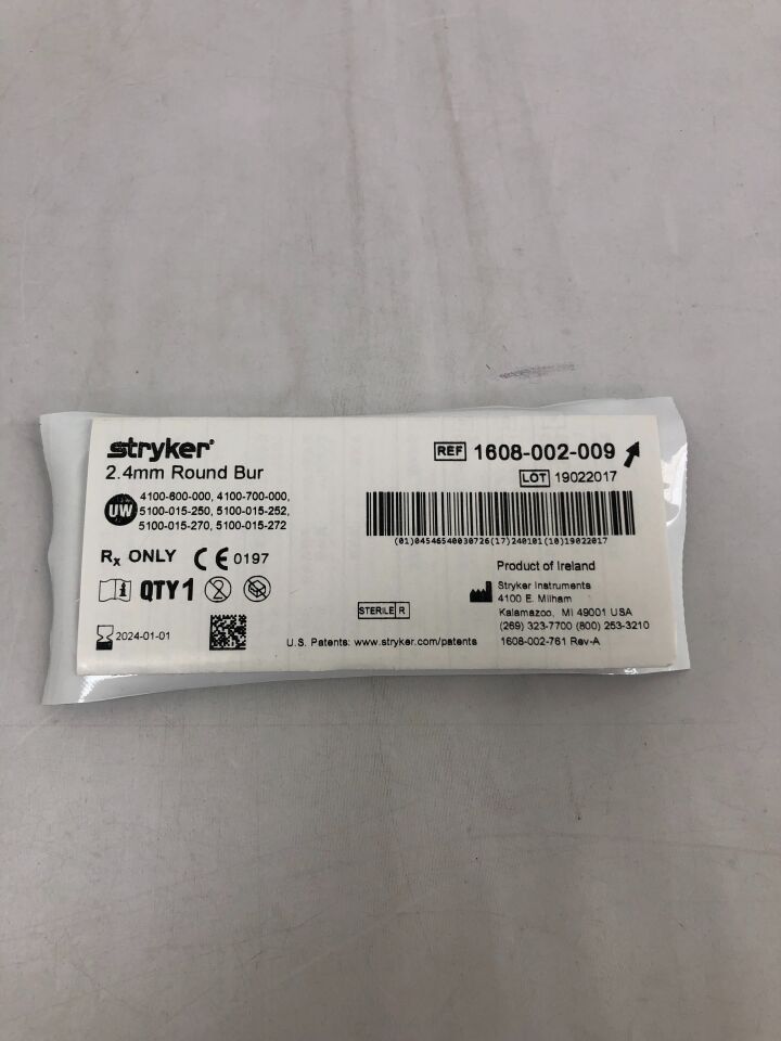 1608-002-009 - STRYKER - Round Bur, 2.4mm, (EA) - ( Expiry Date: 2024-01-01 )