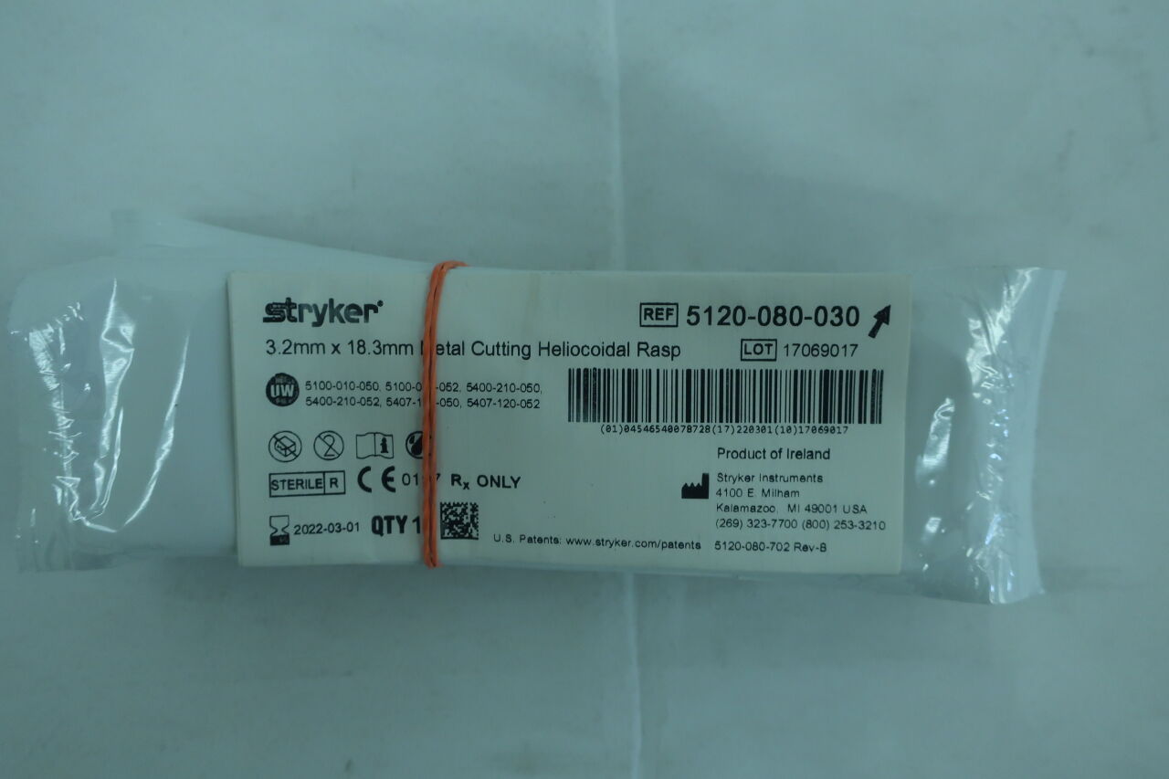 5120-080-030 - STRYKER - heliocoidal rasp, medium 3.2mm x 18.3mm, (EA) - ( Expiry Date: 2024-01-01 )
