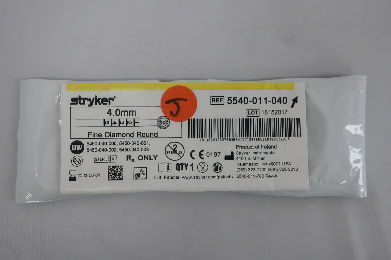 5540-011-040 - STRYKER - Round Fine Diamond Bur, 4.0mm, () - ( Expiry Date: 2024-04-01 )