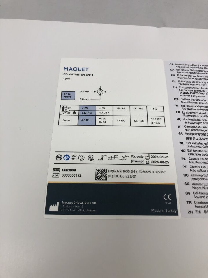 6883898  -  MAQUET  -  EDI CATHETER ENFIT, 6Fr , ( BX/1 )  -  ( Expiry Date : 2025-08-25 )