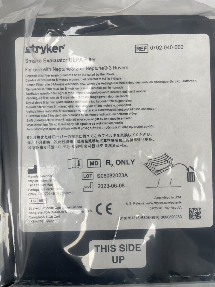 0702-040-000  -  STRYKER  -  smoke evacuator ulpa filter for neptune 2 rover , ( EA )  -  ( Expiry Date : 2099-01-01 )