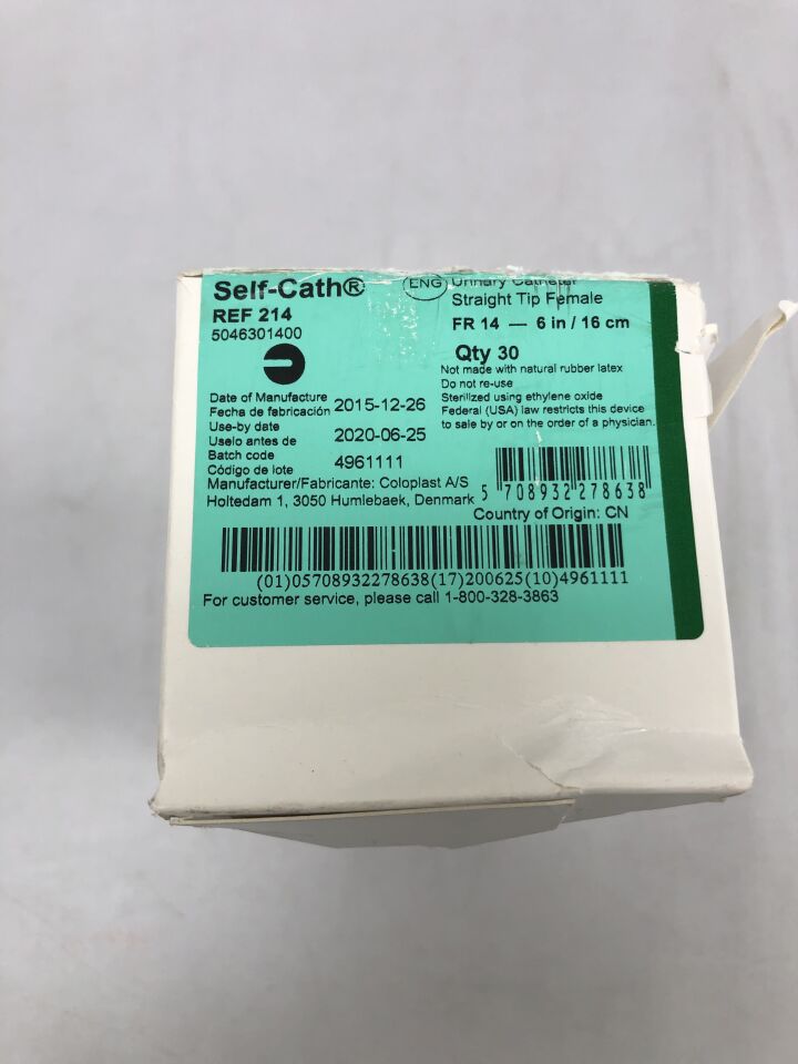 214 - COLOPLAST - Self-Cath Female Catheter, Straight Tip, 14F, (BX/30) - ( Expiry Date: 2020-11-09 )