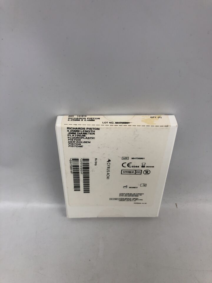141815 - GYRUS ACMI - Richards Piston, Platinum-Fluoroplastic Piston, 4.25mm length, 0.4mm diameter, (BX/1) - ( Expiry Date: 2023-06-01 )