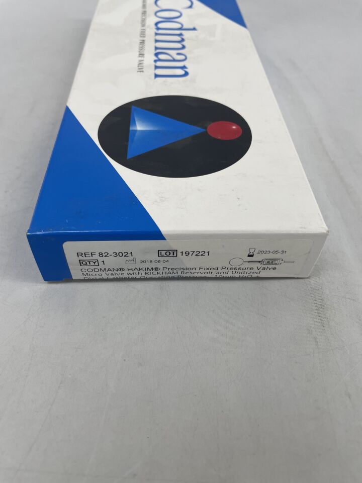 82-3021 - CODMAN - HAKIM Precision Fixed Pressure Valve Micro Valve  10mm H2O Plus or Minus 10mm, 14cm Ventricular Catheter, 120cm, (BX/1) - ( Expiry Date: 2023-05-31 )