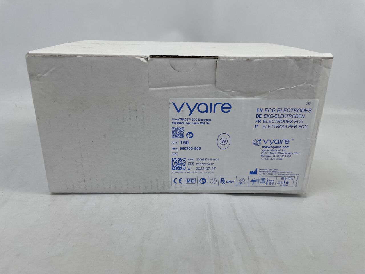 900703-805 - VYAIRE - SilverTRACE ECG Electrodes, 50mm x 38mm, (BX/150) - ( Expiry Date: 2023-07-27 )