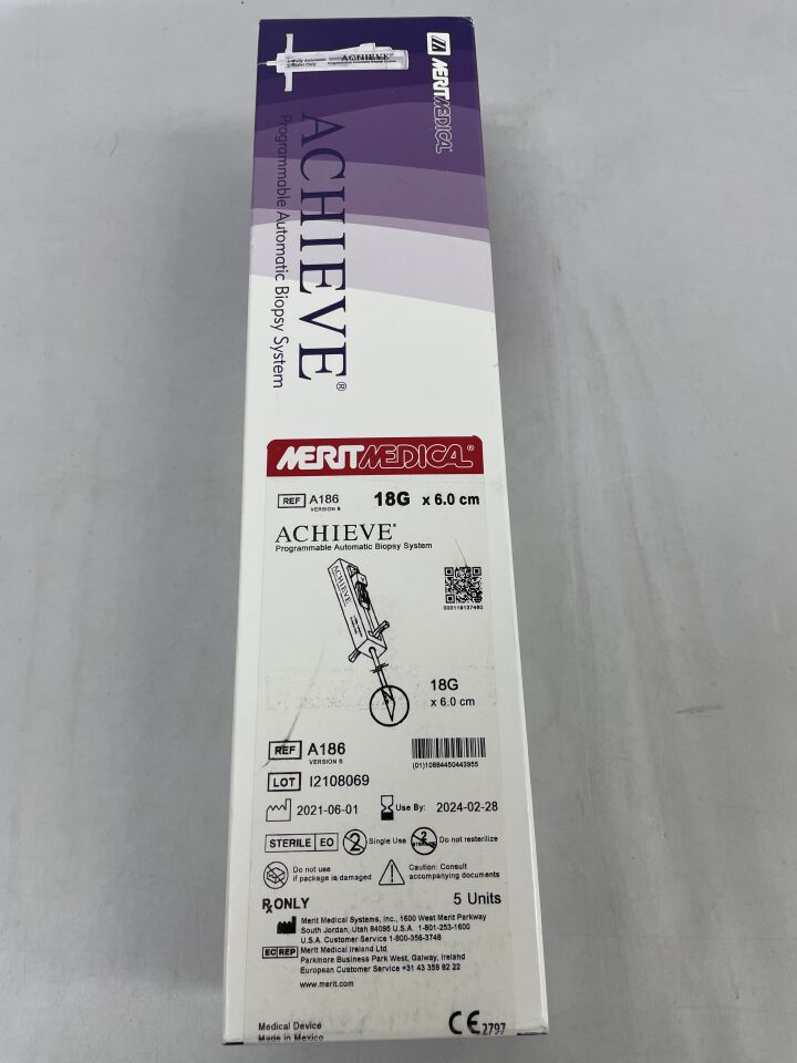 A186/B - MERIT - Achieve Programmable Automatic Biopsy System, 18G x 6cm, (BX/5) - ( Expiry Date: 2024-02-28 )