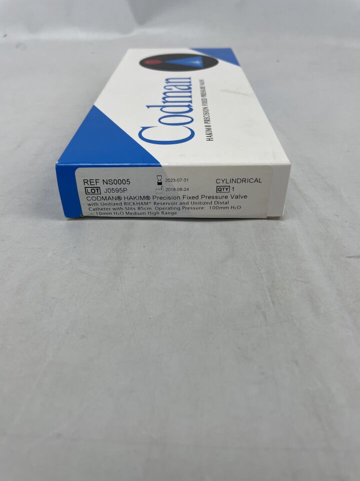 NS0005 - CODMAN - HAKIM Precision Fixed Pressure Valve with Unitized RICKHAM Reservoir, 85cm, 14cm, (BX/1) - ( Expiry Date: 2023-07-31 )