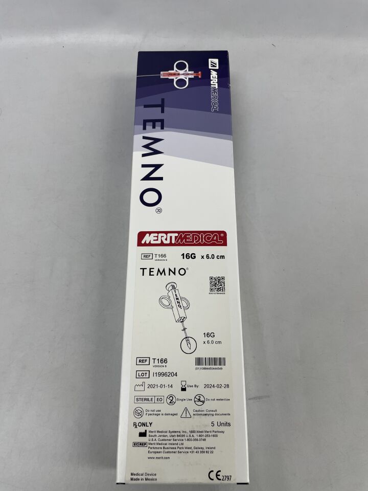 T166/B - MERIT - original temno biopsy device 16g x 6cm, (BX/5) - ( Expiry Date: 2024-02-28 )