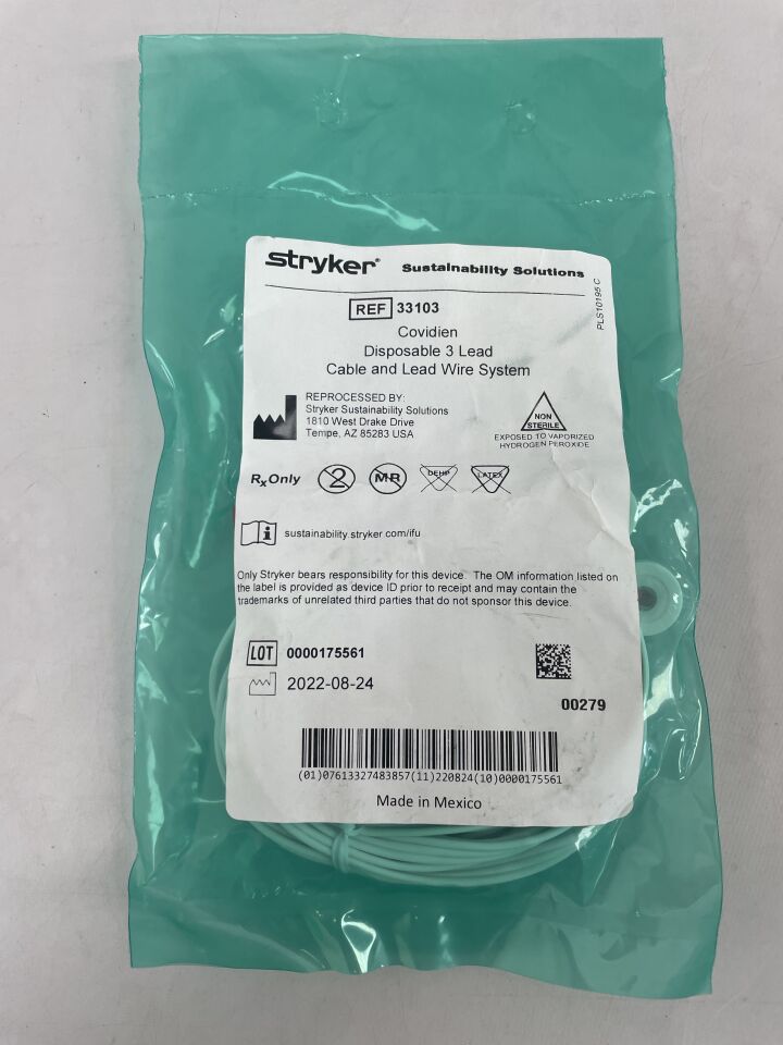 33103REP - STRYKER - Reprocessed Covidien, 3 Lead Cable and Lead Wire System, 10 Feet, (EA) - ( Expiry Date: 2022-08-24 )