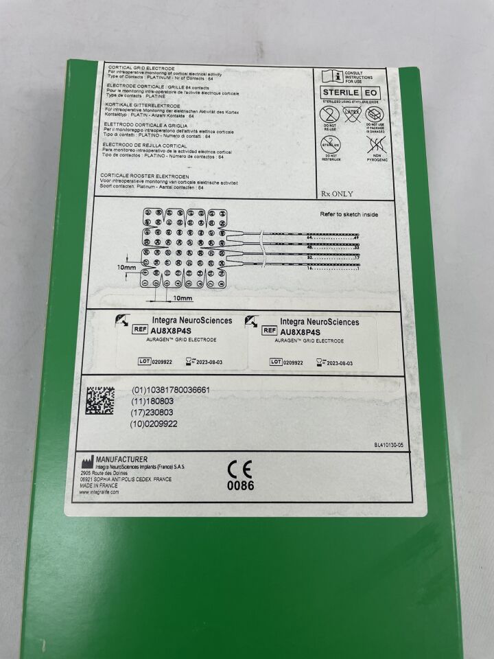 AU8X2P2CDL - INTEGRA - Auragen Cortical Grid Electrode, 64 Contacts, 10mm, (EA) - ( Expiry Date: 2023-08-31 )