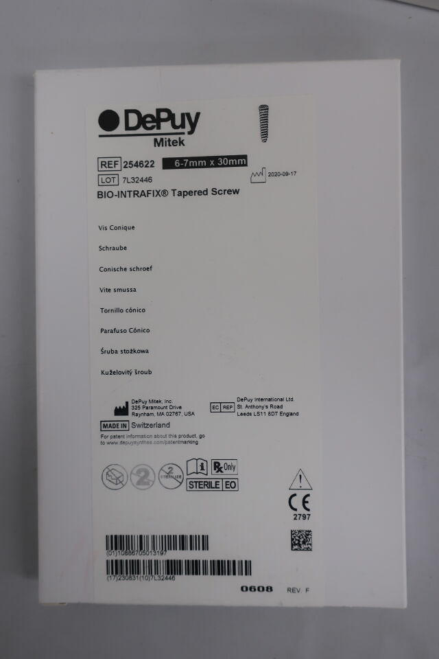 254622 - DEPUY - Biointrafix Bioabsorbable TCP/PLA Tapered Screw, 6 to 7 dia. x 30 mm Length, () - ( Expiry Date: 2023-07-04 )