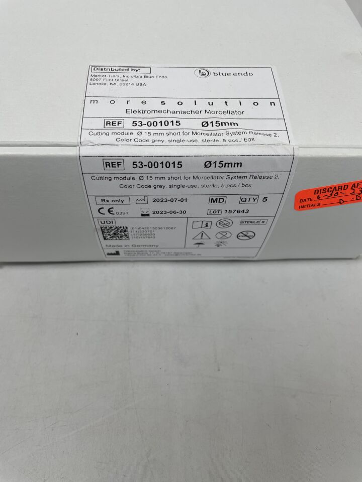 53-001015 - BLUE ENDO - Elektromechanischer Morcellator, Cutting module Ã˜15 mm short for System Release 2, Grey, (BX/5) - ( Expiry Date: 2023-06-30 )