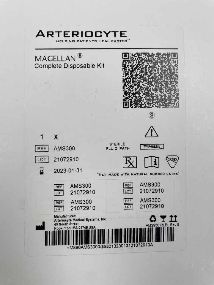 AMS300 - ARTERIOCYTE - magellan complete disposable kit, (BX/1) - ( Expiry Date: 2023-01-31 )