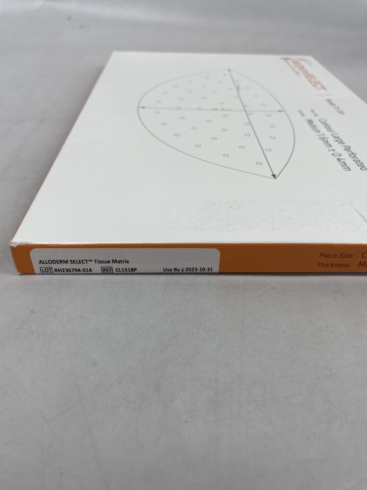 CL1518P - ALLERGAN - Alloderm Select  Regenerative Tissue Matrix, Perforated Contour, Large 10.7 x 21.5, medium thickness, (BX/1) - ( Expiry Date: 2023-10-31 )