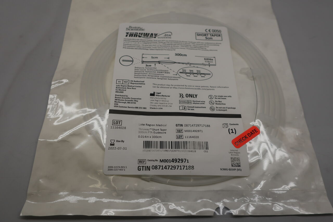 49297 - BOSTON SCIENTIFIC - thruway pta guidewire - short taper - .014" x 300cm, () - ( Expiry Date:  )