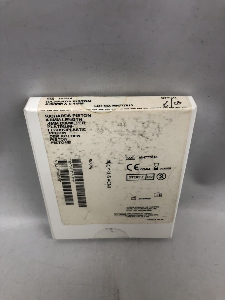 141814 - GYRUS - richards piston, platinum-fluoroplastic, 4.0mm x 0.4mm, (BX/1) - ( Expiry Date: 2023-08-31 )