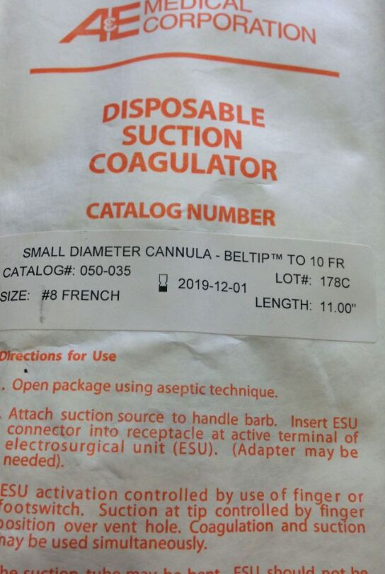 050-035 - A.E. - Suction Coagulator, Small Diameter cannula, Beltip to 10F, 11in length, () - ( Expiry Date: 2023-10-01 )