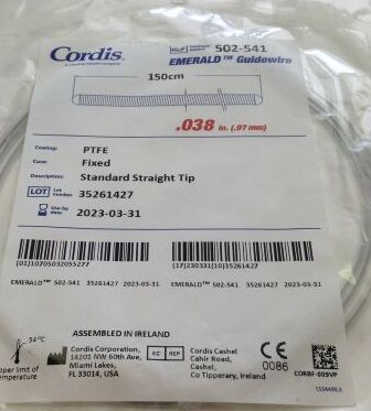 502-541 - CORDIS - Emerald Fixed-Core Guidewire, 0.038 in. dia. x 150 cm Length, () - ( Expiry Date: 2023-10-31 )