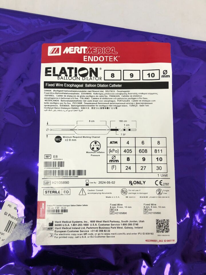 E8 - MERIT - elation fixed wire balloon dilator, 8-9-10mm x 180cm, (EA) - ( Expiry Date: 2024-05-02 )