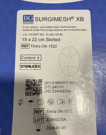 Tintra OK-1522 - BG MEDICAL - Surgimesh XB, Non-woven 15 X 22cm skirted, (EA)