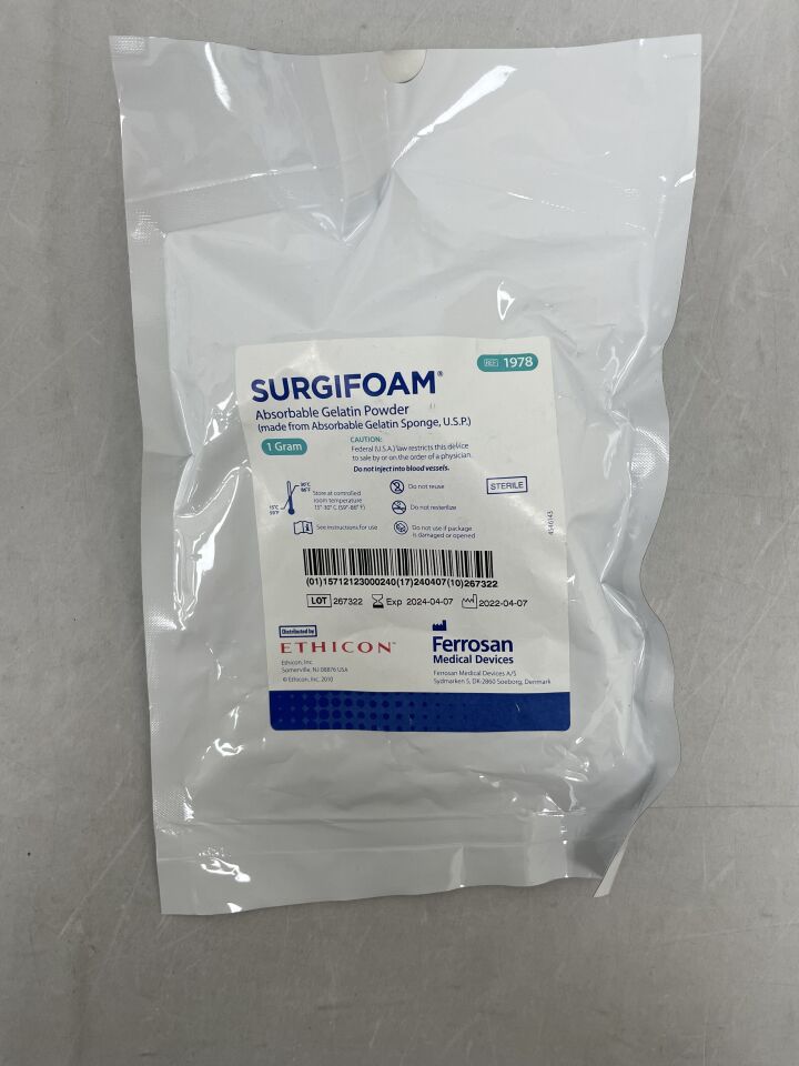 1978 - ETHICON - surgifoam absorbable gelatin powder, 1 g, () - ( Expiry Date: 2024-06-24 )