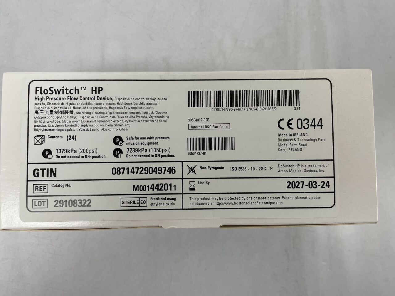 44201 - BOSTON SCIENTIFIC - FloSwitch HP, dispositivo de control de flujo de alta presión, ( ) - ( Fecha de vencimiento: 24/03/2027 )