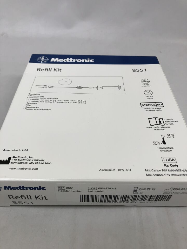 8551  -  MEDTRONIC  -  refill kit, intrathecal drug delivery , ( BX/1 )  -  ( Expiry Date : 2025-05-30 )