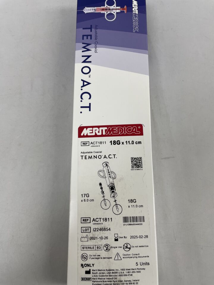 ACT1811/B - MERIT MEDICAL - Temno coaxial ajustable ACT 18G x 11,0 cm, (caja de 5) - (Fecha de caducidad: 28/02/2025)