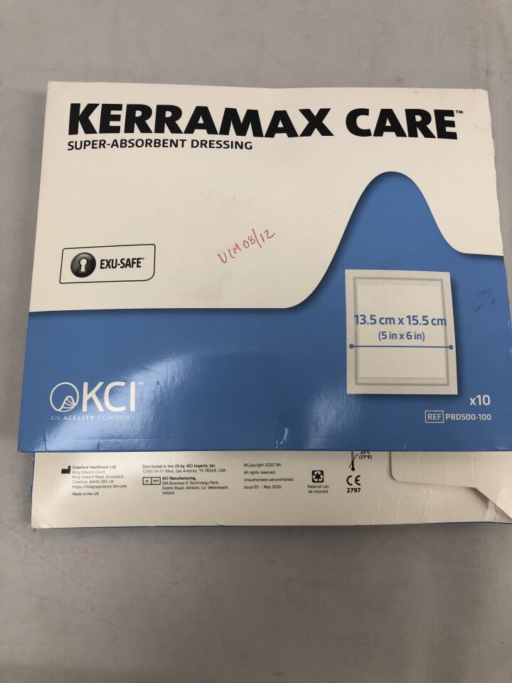 PRD500-100  -  CRAWFORD  -  Kerramax Care Super-Absorbant Dressing, 13.5cm X 15.5cm , ( BX/10 )  -  ( Expiry Date : 2026-06-15 )